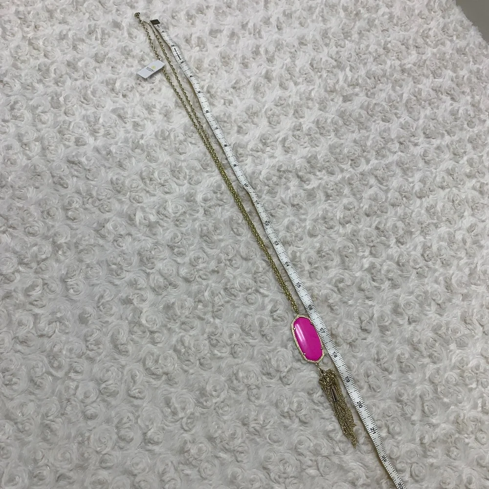 Kendra Scott Rayne Gold Long Pendant Tassel in Magenta